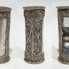 Silver filigree travel hourglass made in France circa 1620/1630.