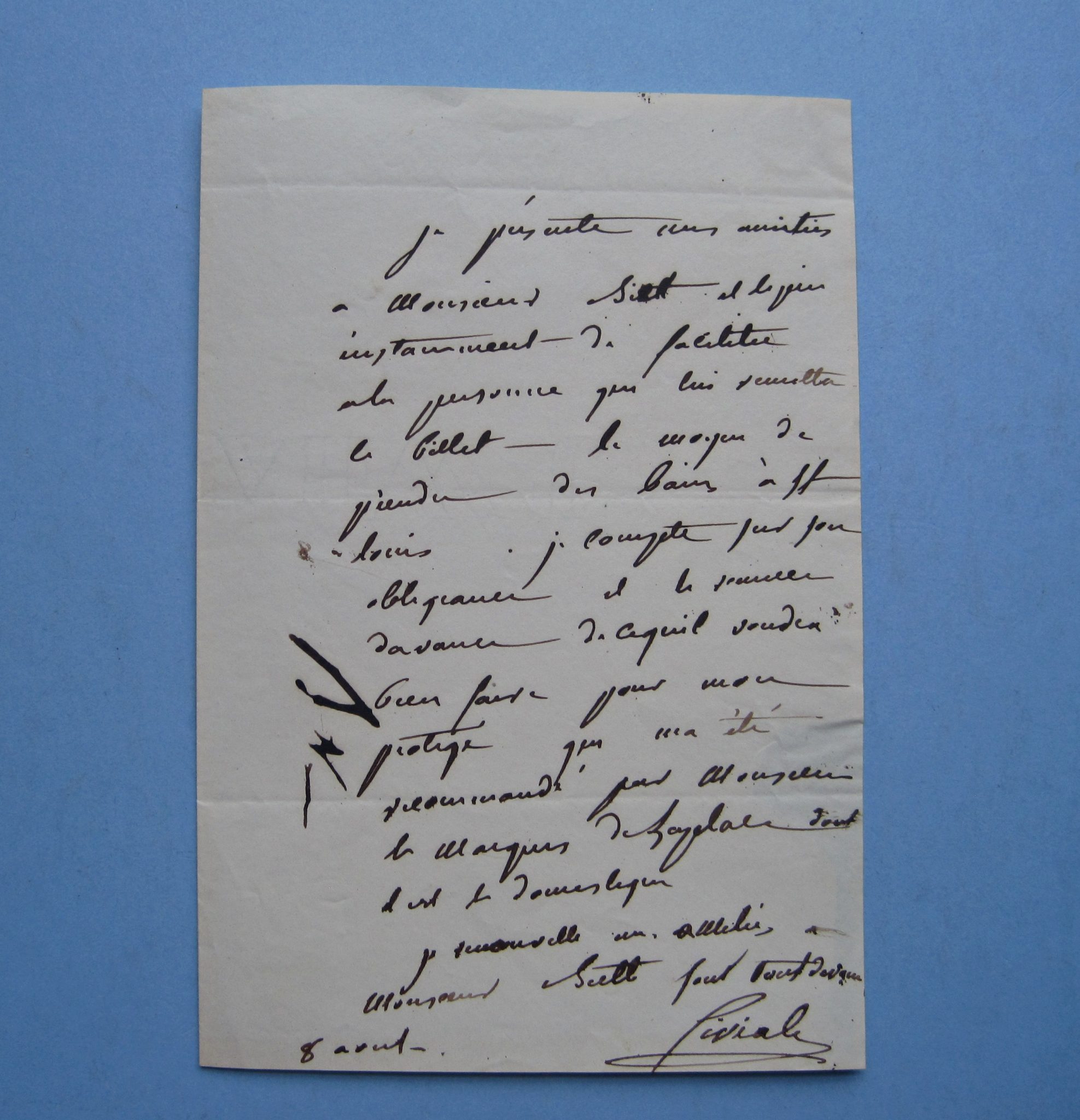 1830s Autographed letter: Dr. Civiale, Marquis de Laplace and Dr. Biett