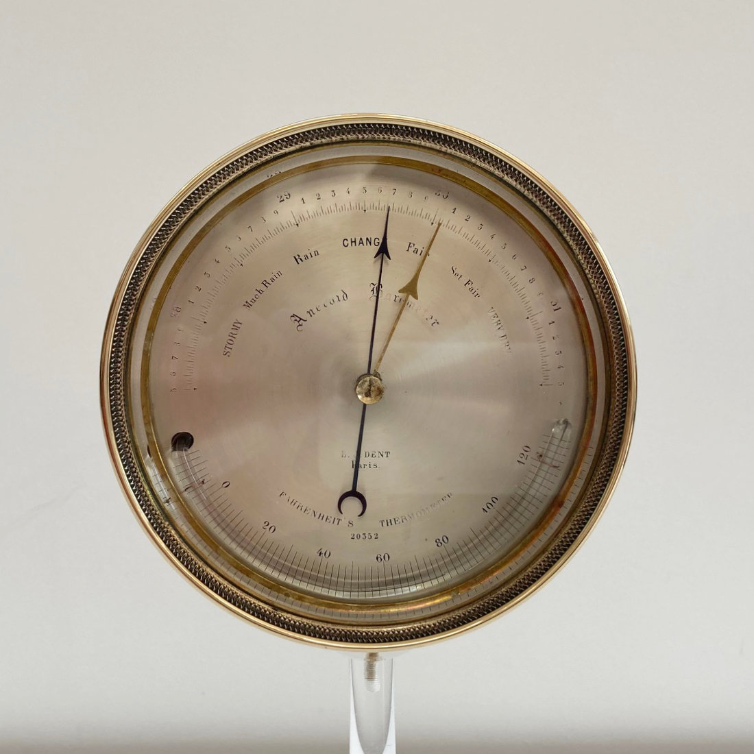 Early Victorian Lucien Vidi Aneroid Barometer by EJ Dent Paris. Fleaglass