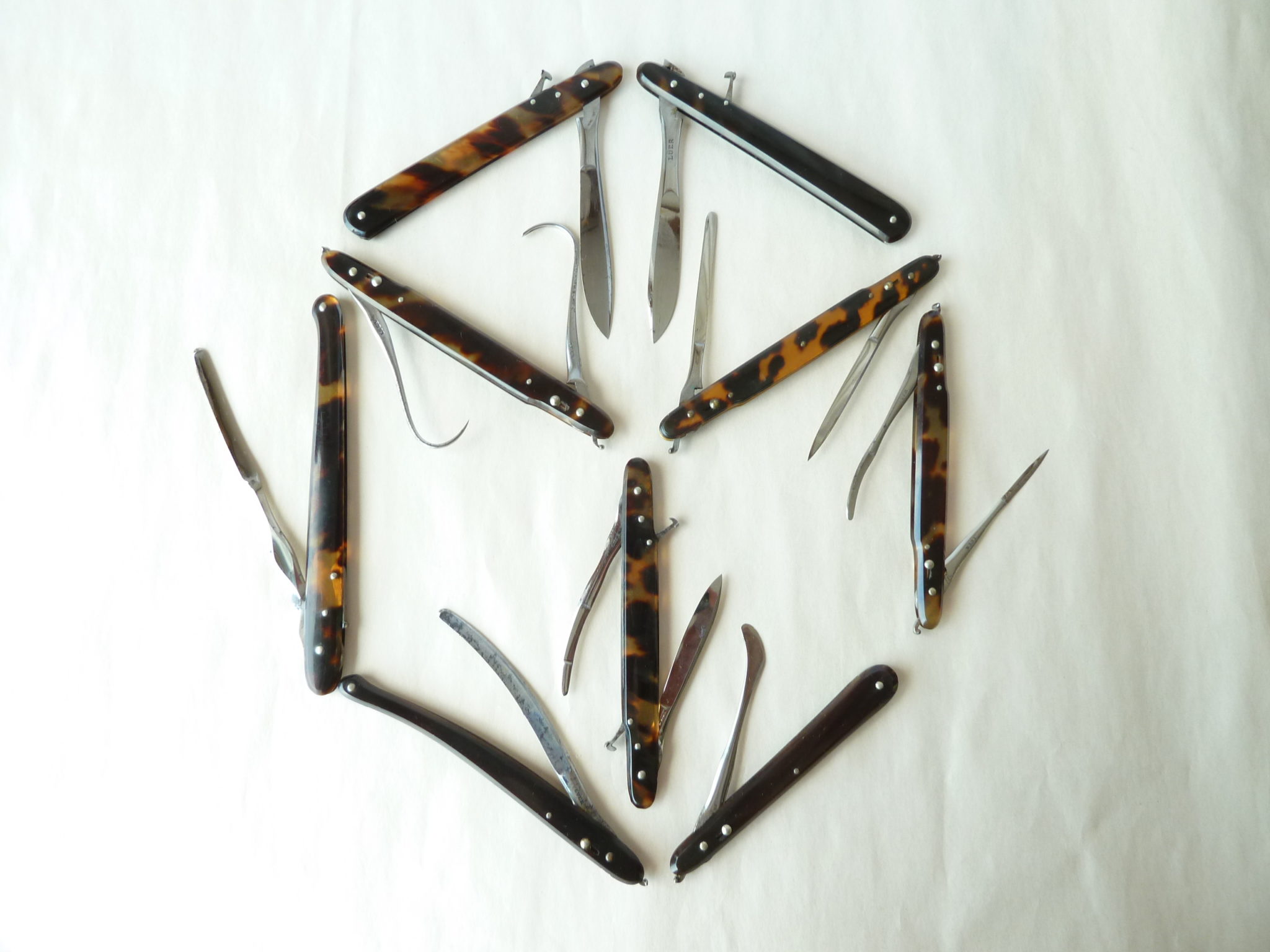 Tortoiseshell Folding Bistouries Scalpels Lancets Small Surgical Instruments French Lüer