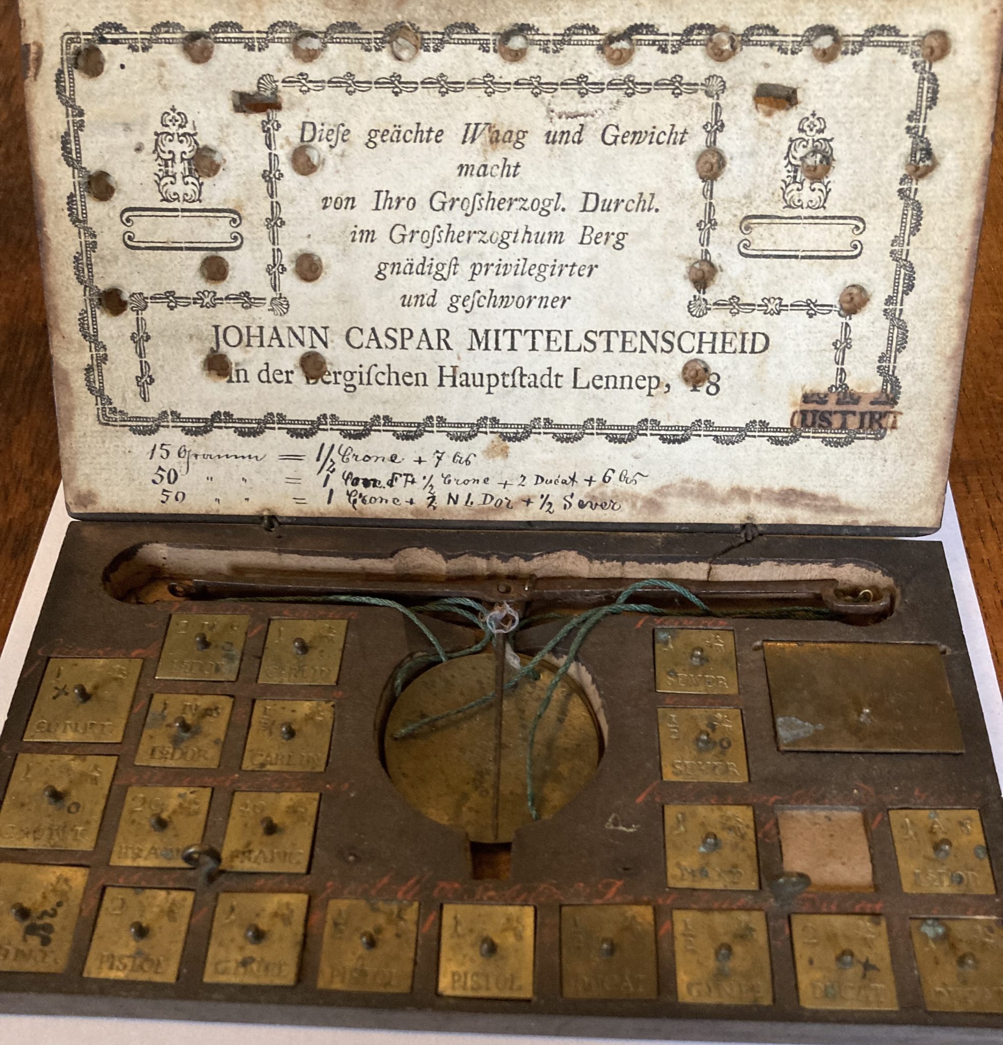 A Set of Coin Scales by Johann Caspar Mittelstenscheid
