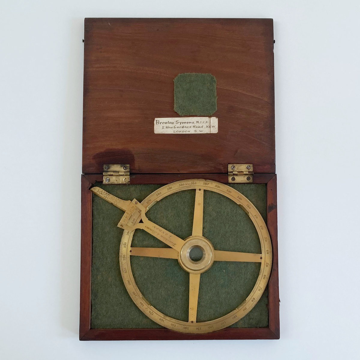 Circular Protractor by Troughton & Simms owned by Brenton Symons Cornish Mining Engineer