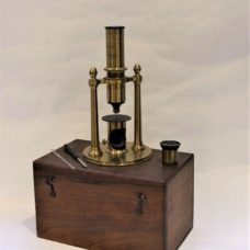 A fine and rare cased two pillars French microscope circa 1840