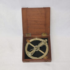 Miniature nickel silver double arm protractor in case – Piggott, London.