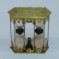 17th century double brass hourglass with flower decors