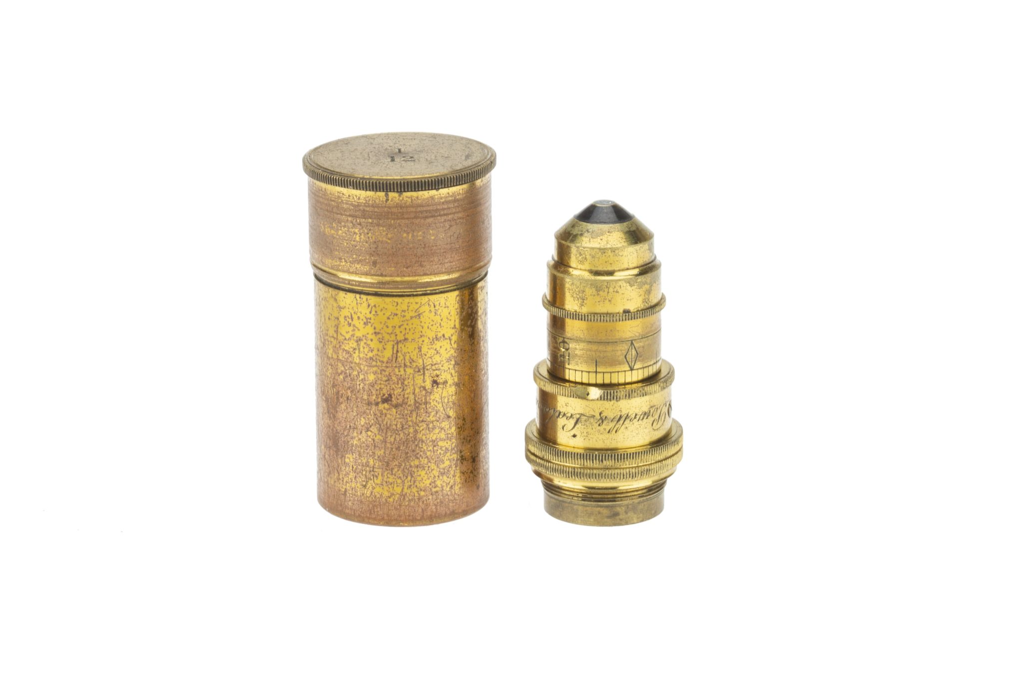 A Powell & Lealand Brass 1/12in Objective Lens