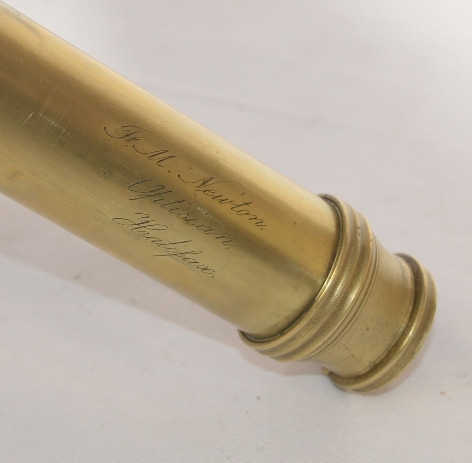 Three draw telescope J. Newton, Halifax. Fleaglass