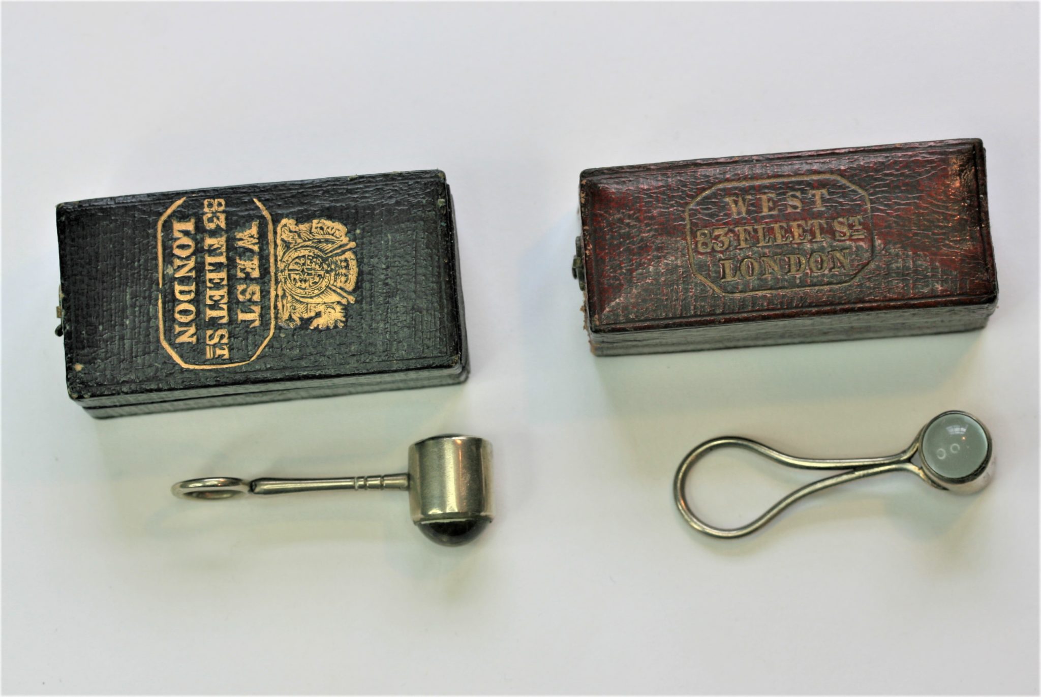 2 x STANHOPE by WEST SIMPLE MICROSCOPE MAGNIFYING GLASS ,C1830, BOXES AND STANHOPES ENGRAVED