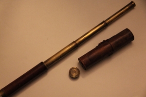 ~FINE 1 3/4 INCH LEATHER BOUND THREE DRAW TELESCOPE-DOLLOND~