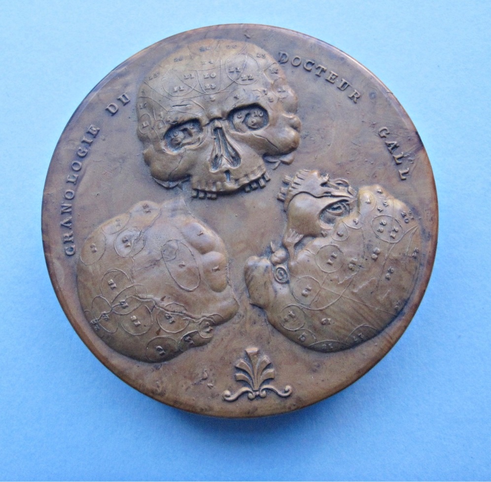 Phrenology: An Early 19th-Century Dr. Gall’s Pressed Burl Wood Snuff Box