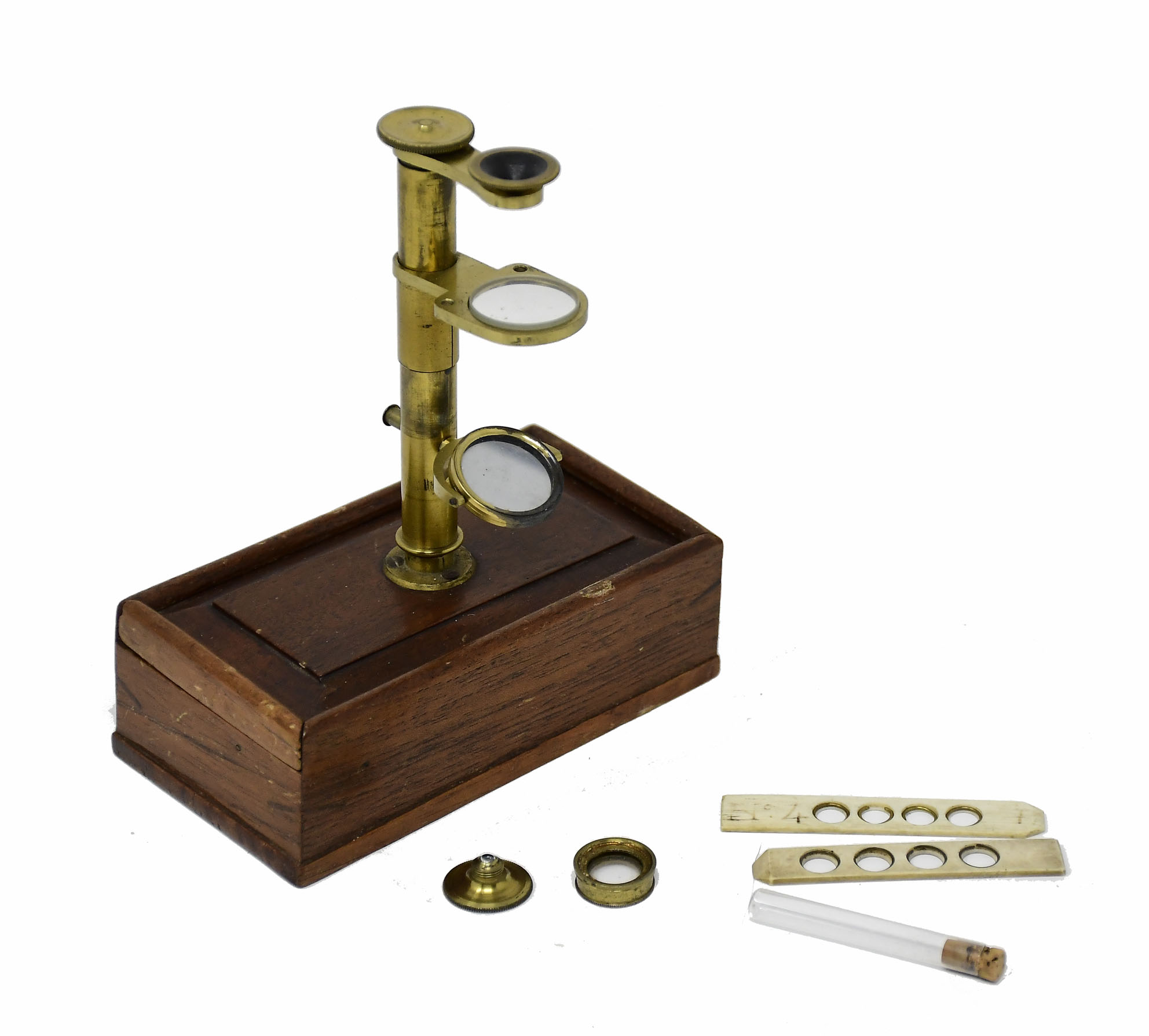 French pocket botanical microscope, ca. 1840