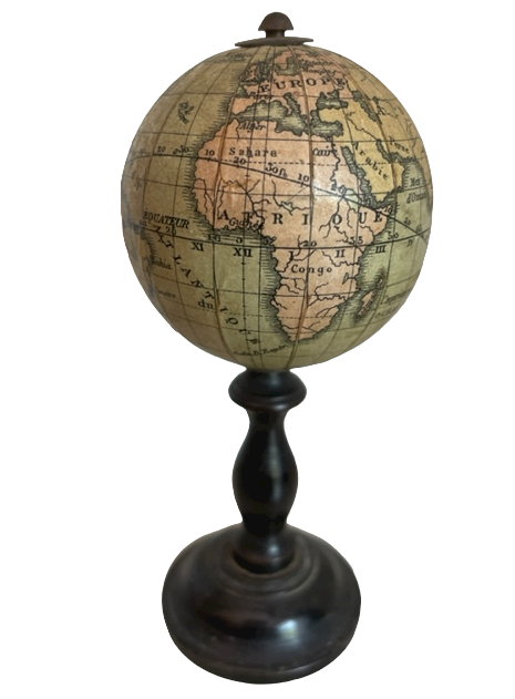 Miniature Terrestrial globe signed Jules Lebegue 5 cm Diameter C 1880