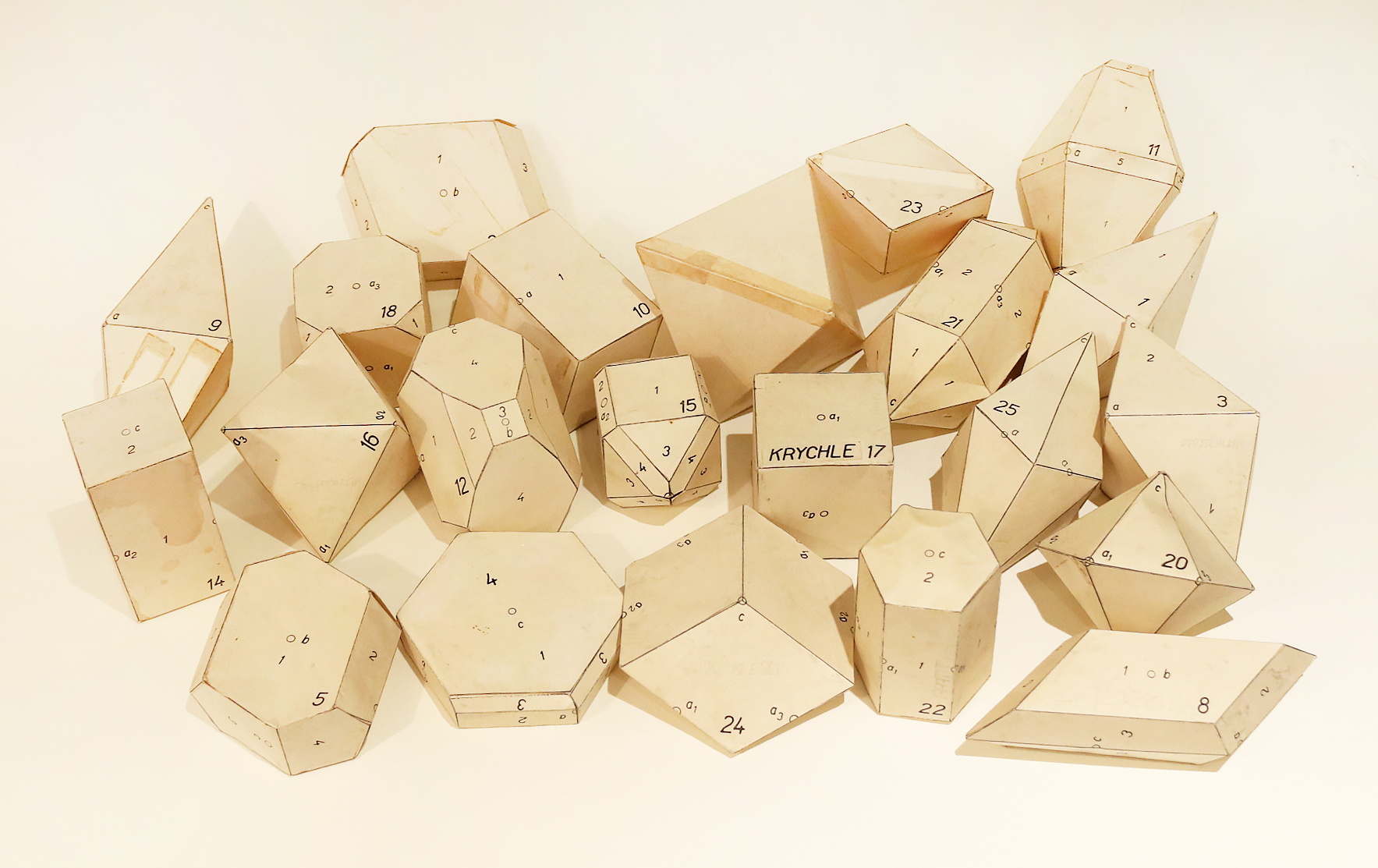22 paper models of crystal, 20th century