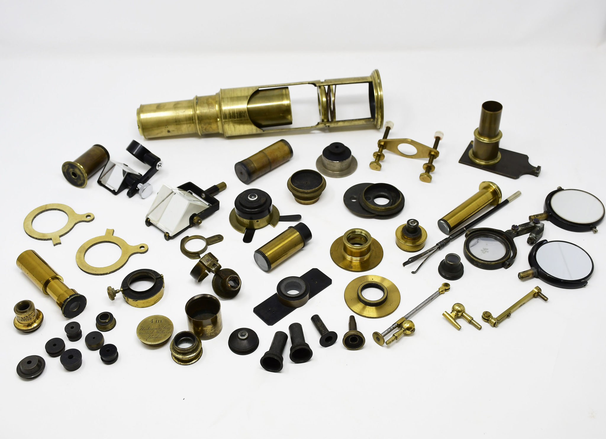 Lot 19th-century microscope parts and accessories