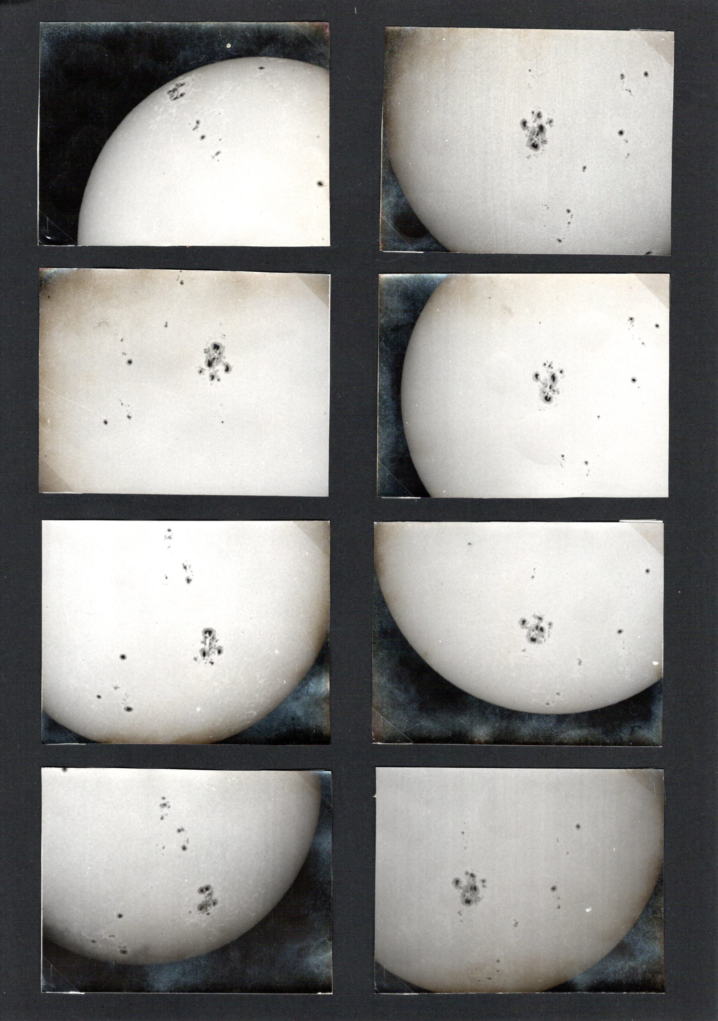 Quénisset ? – 8 original silver prints of sunspots and sun, ca 1925