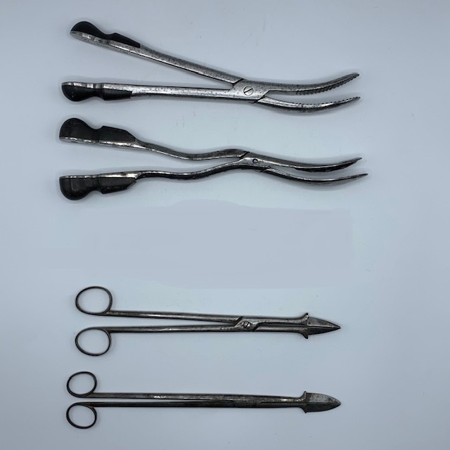 Antique obstetrical destructive instruments, cranioclast and perforator
