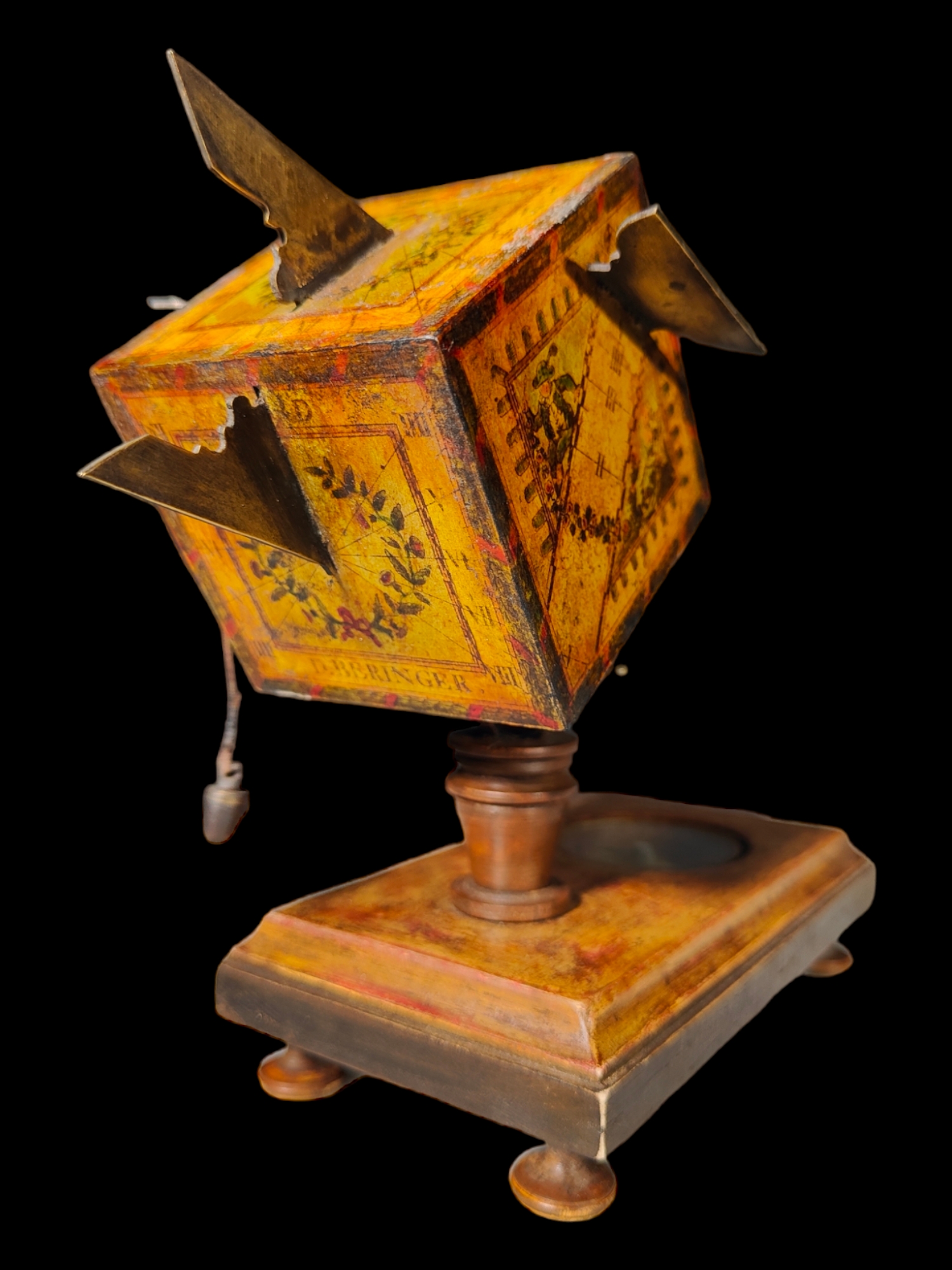 Portable cube sundial David Beringer  ca. 1780–1821