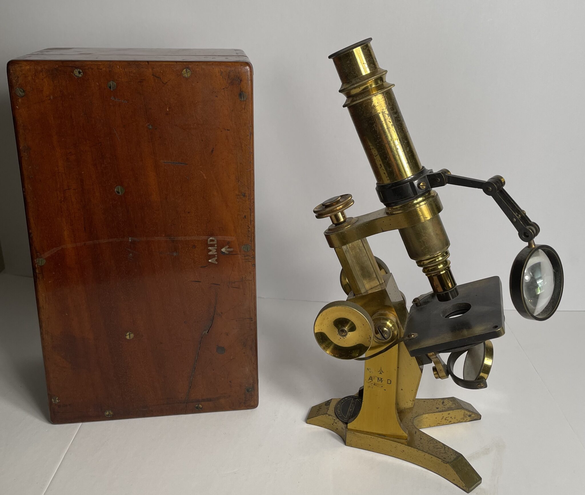 Signed Pillischer Microscope with case and accessories.