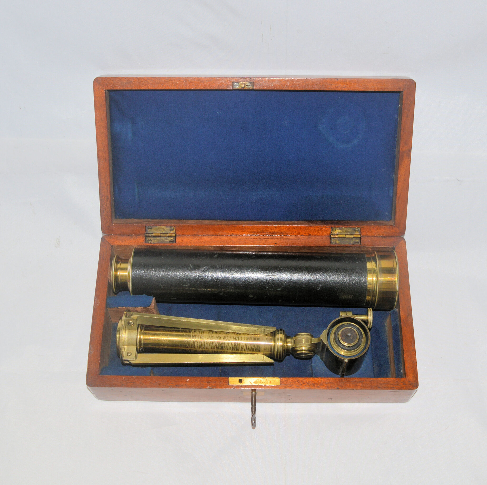 Four draw portable telescope with stand and case – Bullock, Macclesfield.