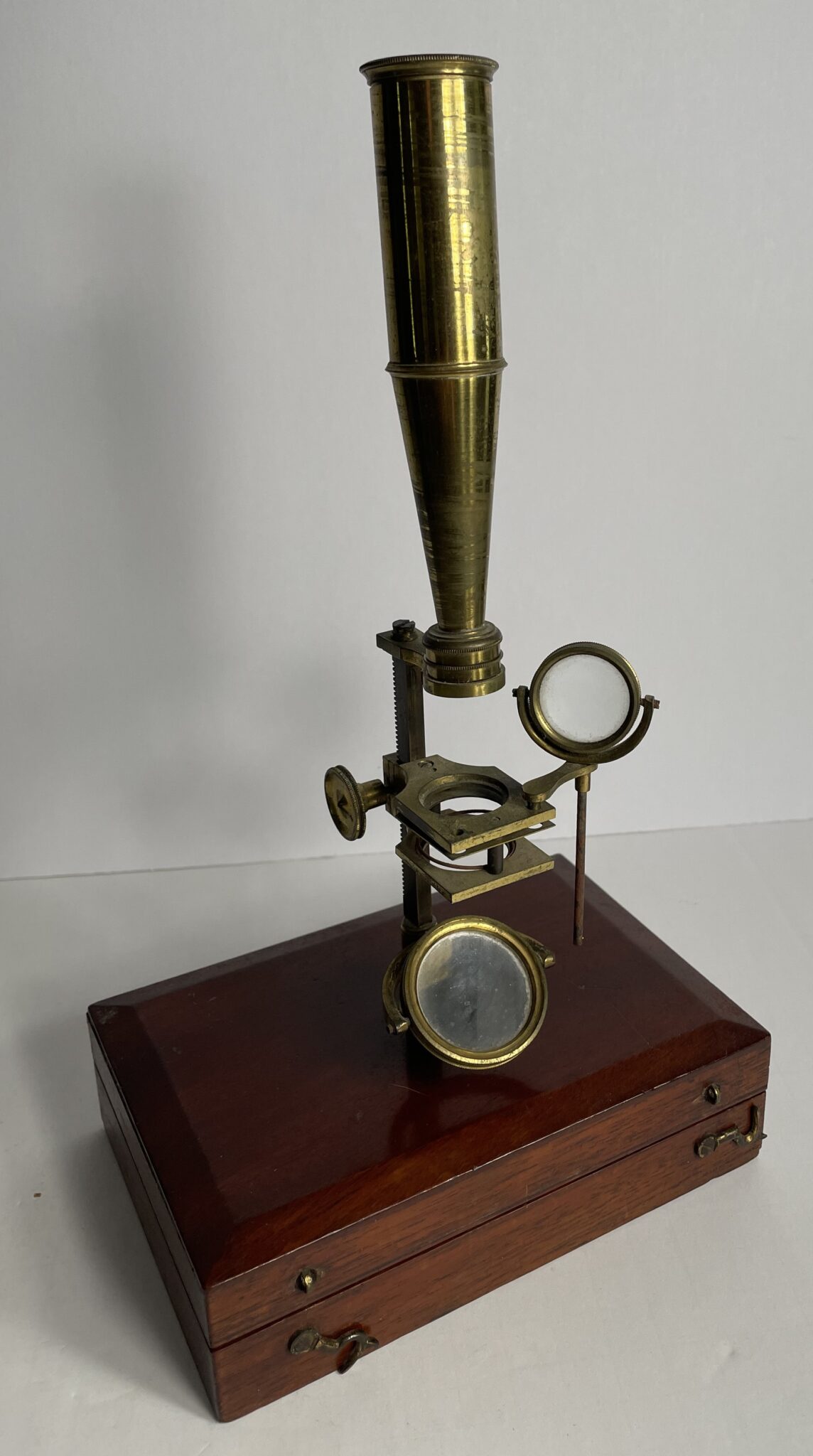 Unsigned Gould/Cary Type compound and simple microscope.
