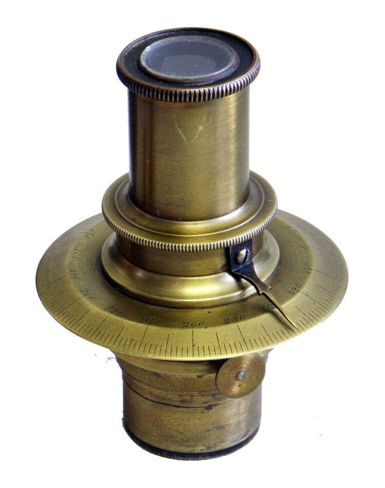 19th Century Microscope Nicol Prism Ocular With Goniometer Fleaglass