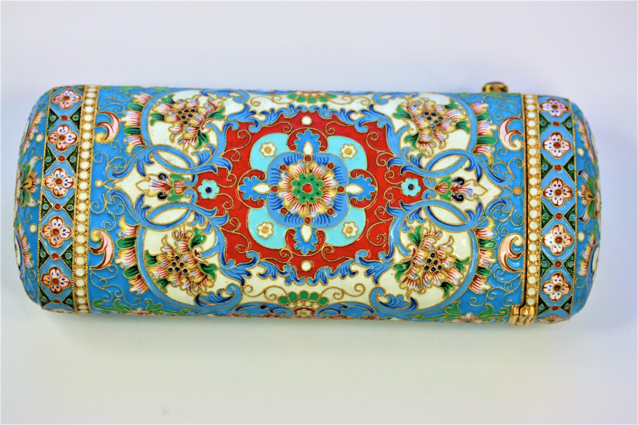 SOLID SILVER BASE, AWESOME  CLOISONNE SPECTACLES CASE