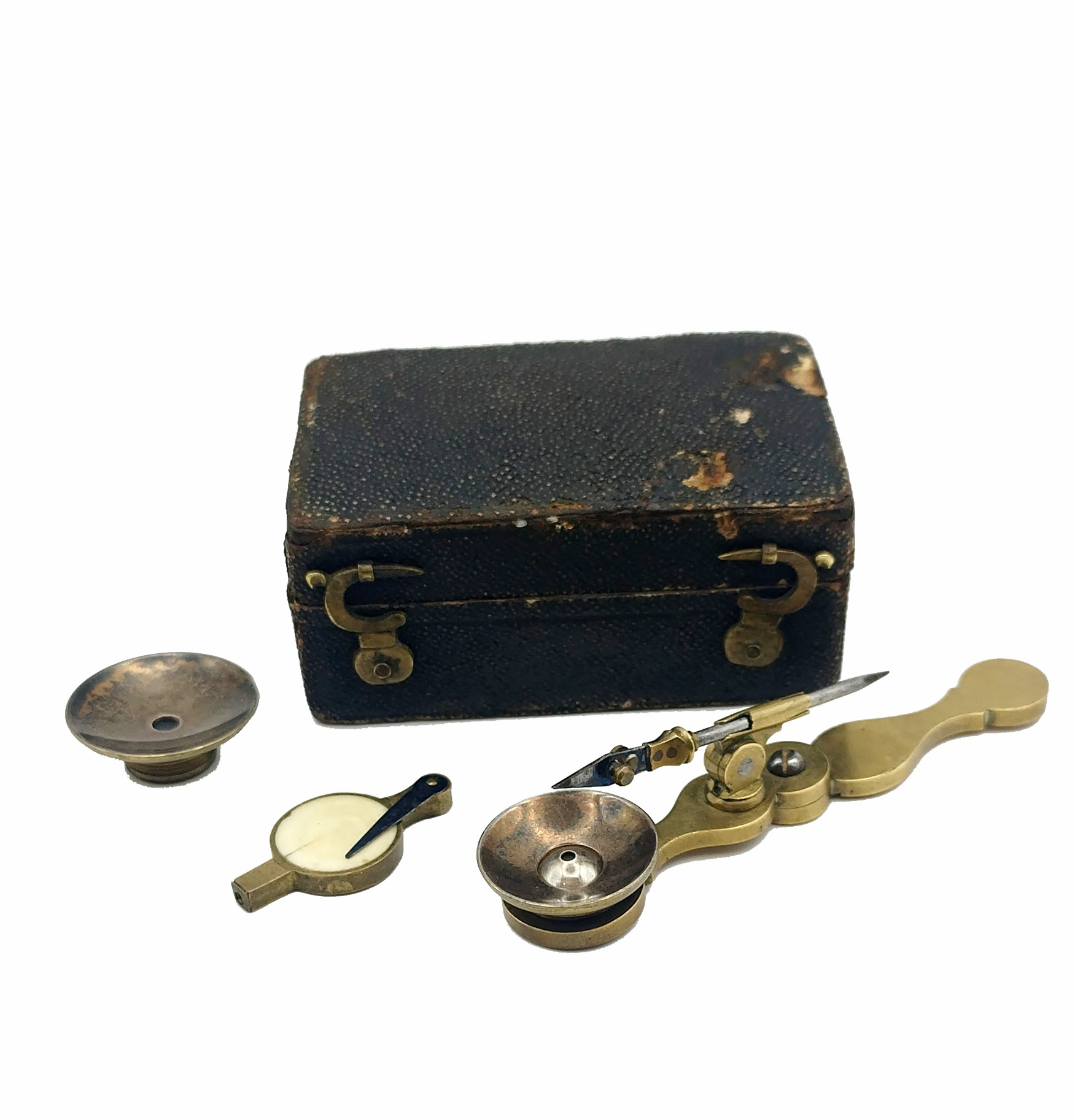 Miniature folding pocket compass microscope, early-mid-18th century.