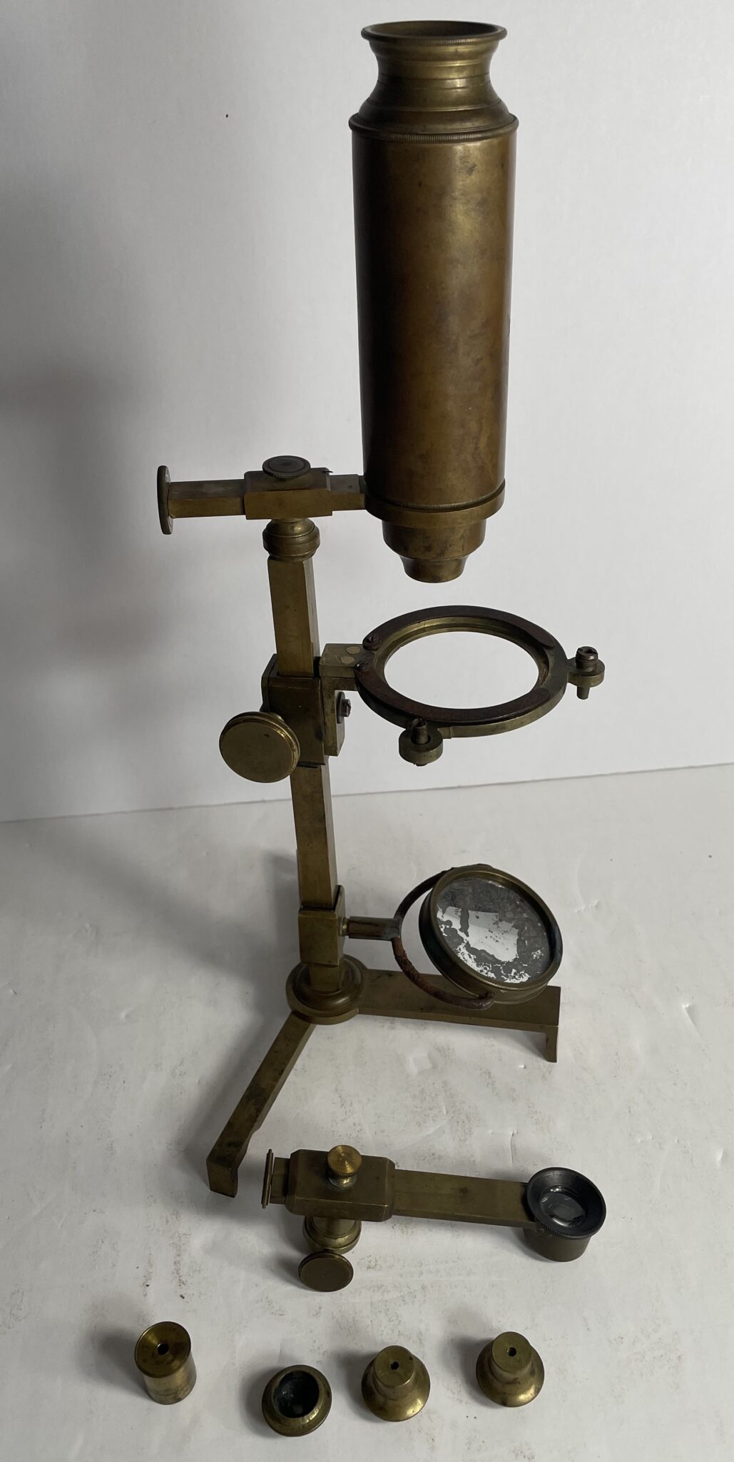 -Brass Simple and Compound Compendium microscope by Kruines of Paris, C 1810 with Case