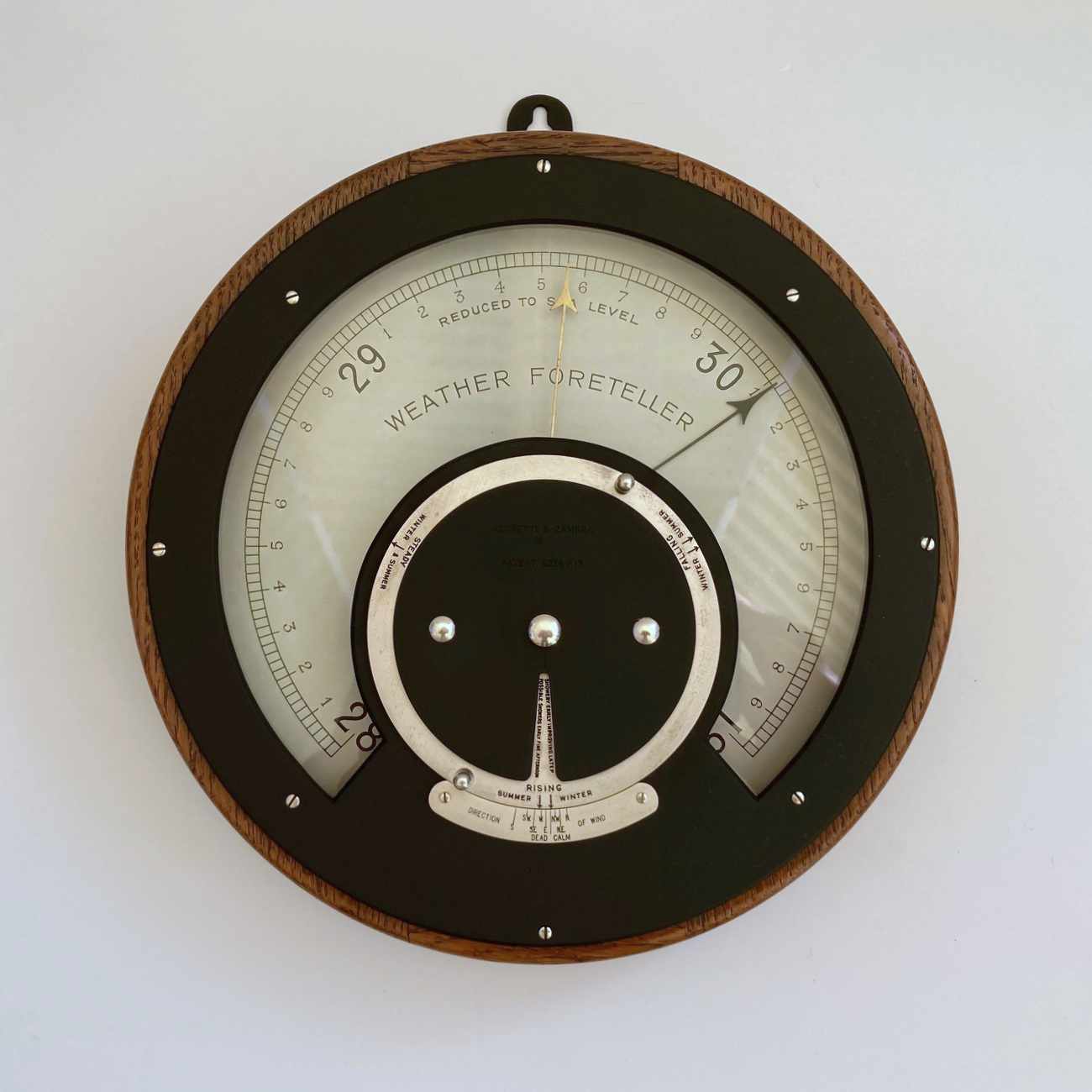 Early Twentieth Century Weather Foreteller Aneroid Barometer by Negretti & Zambra