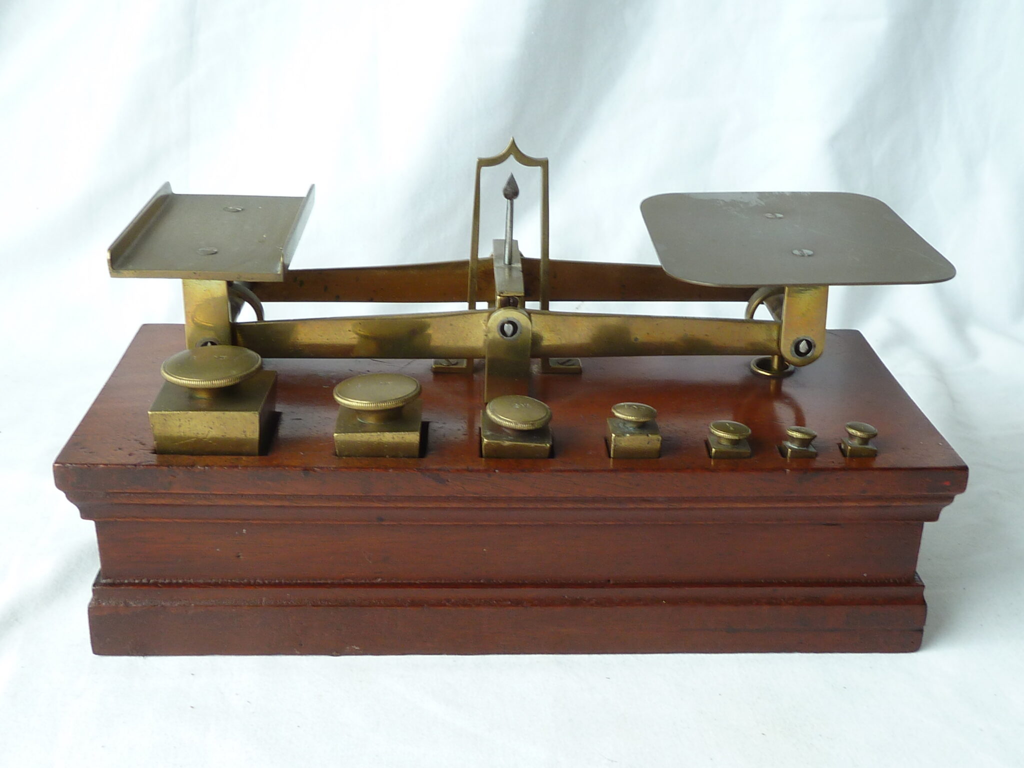 Victorian Brass Letter Postal Balance Brass Square Weights Box Scales