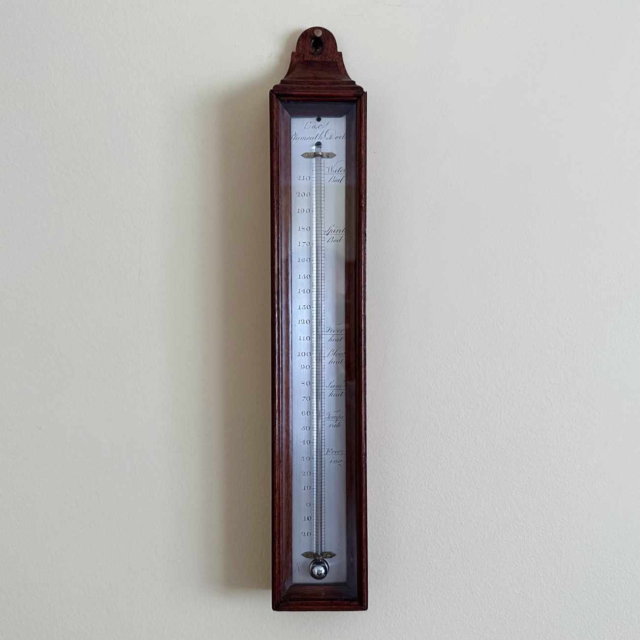 George III Mahogany Cased Wall Thermometer by Cox of Plymouth Dock