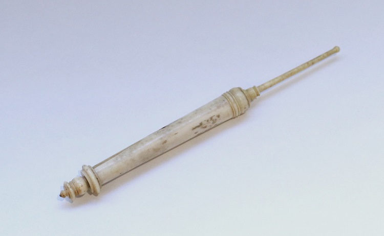 A very early fine medical/opthamological bone syringe, early 18th century