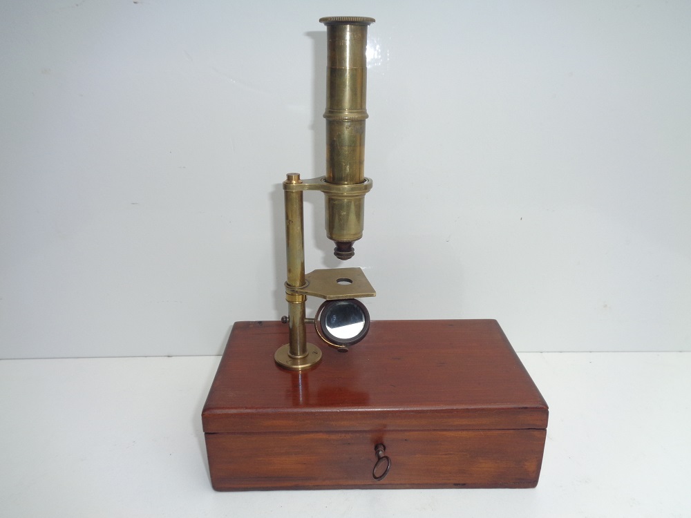 19 Century CASE-MOUNTED SIDE-PILLAR MICROSCOPE