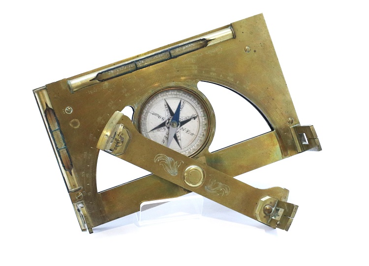 A very rare rectangular graphometer with two levels by Gourdin dated 1781