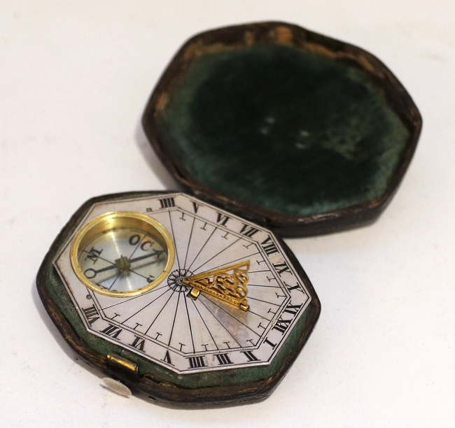An early French silver and gilt-brass miniature sundial, circa 1660-1670