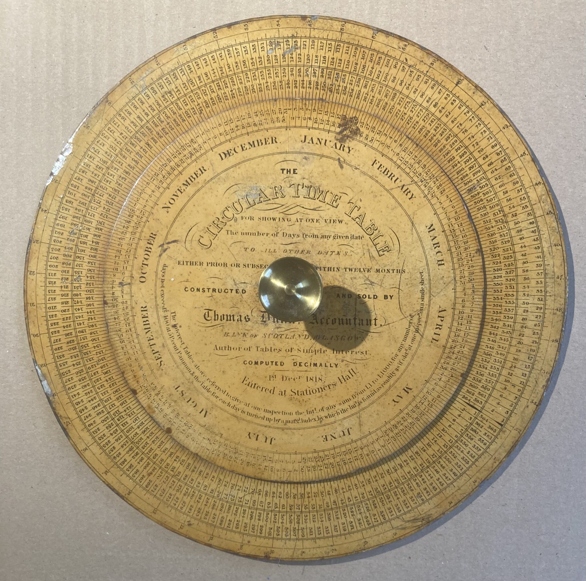 Thomas Dunn’s ‘The Circular Time Table’ 1818