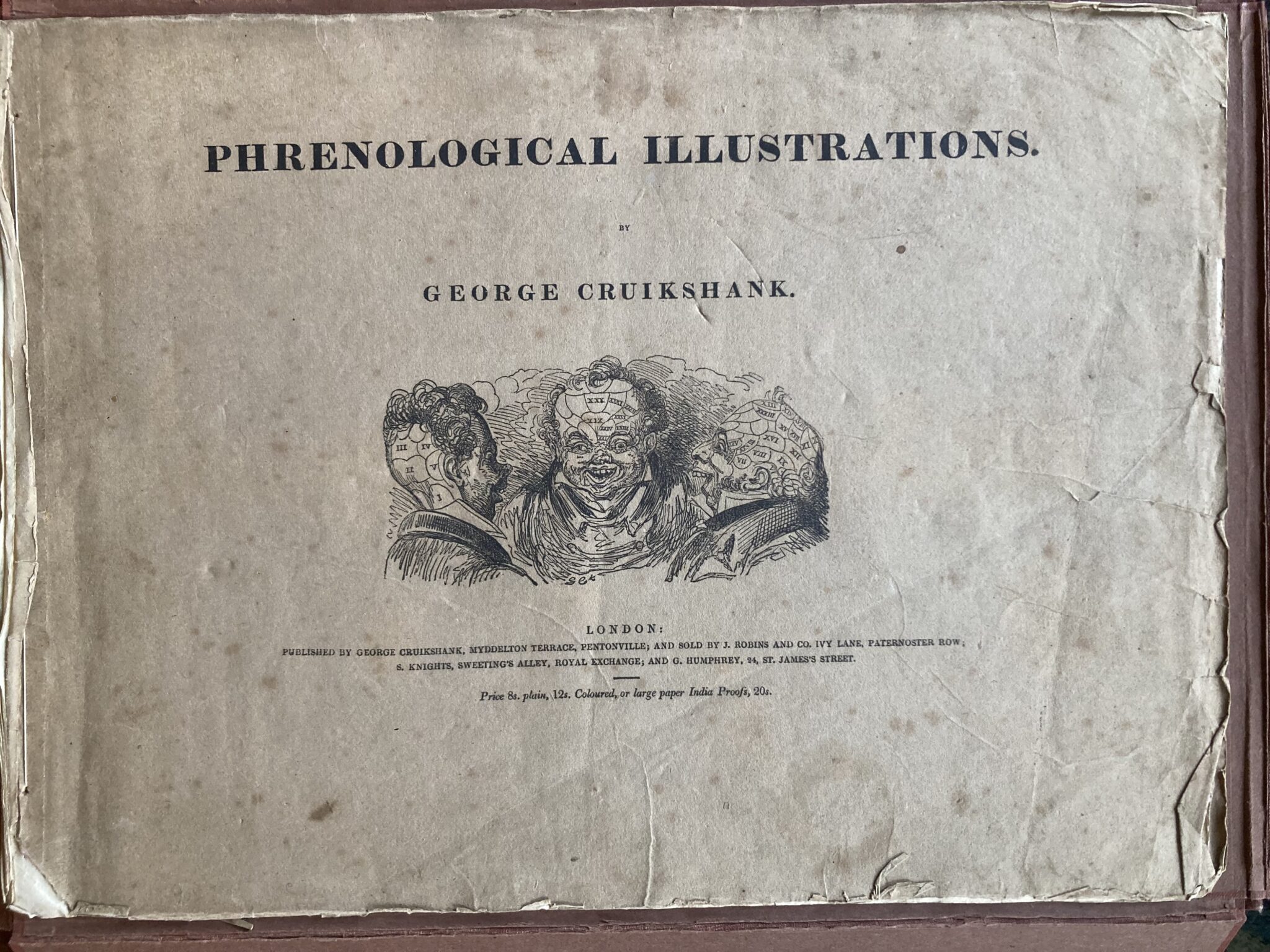 A Large Format Book of ‘Phrenological Illustrations’ by George Cruikshank dated 1826