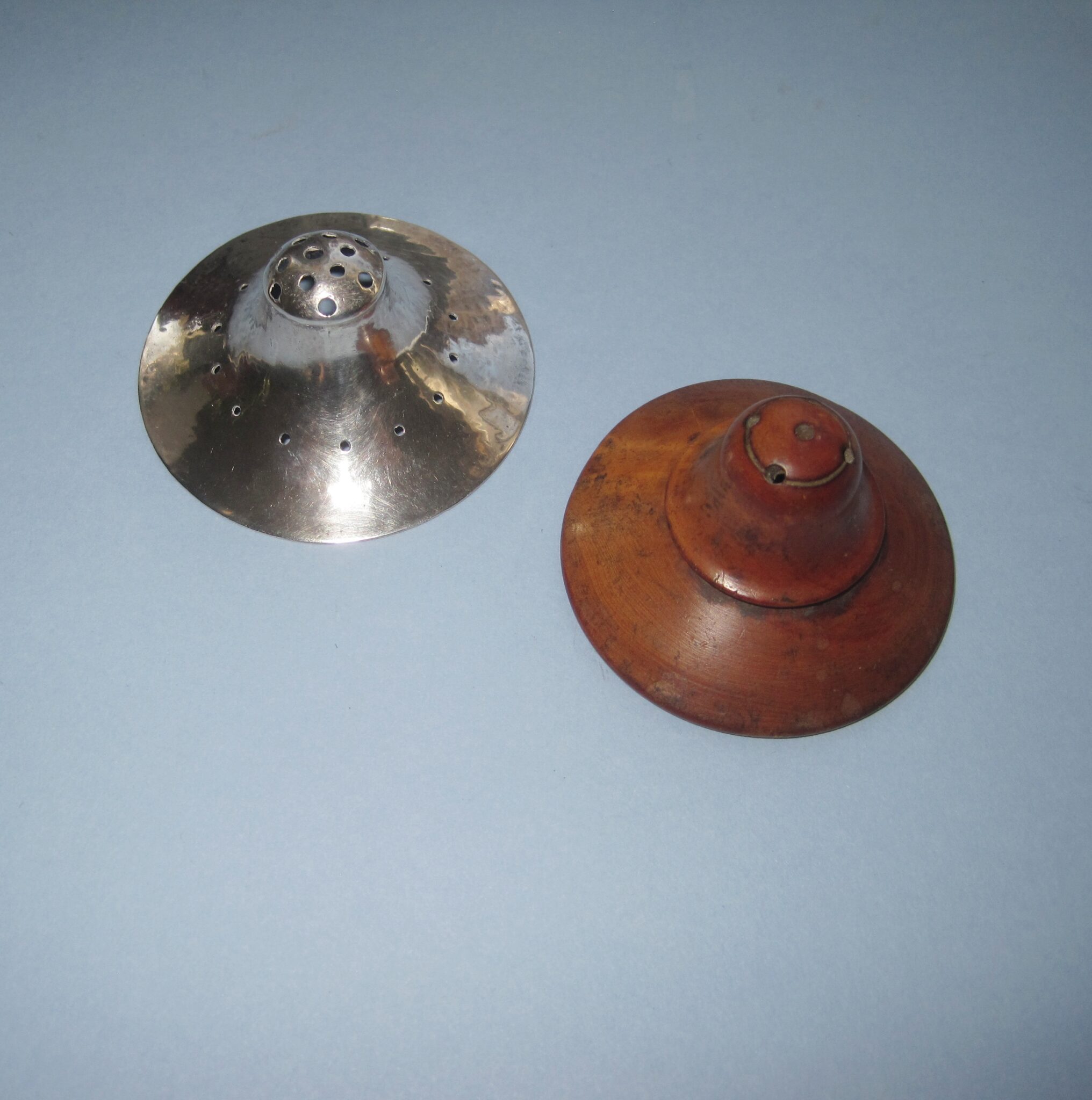 Two Georgian (George IV) Nipple Shields:  Silver and Boxwood