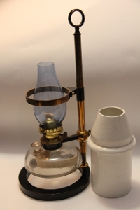 ~FINE, UNUSED WATSON-TYPE PARAFFIN/ALCOHOL MICROSCOPE LAMP~