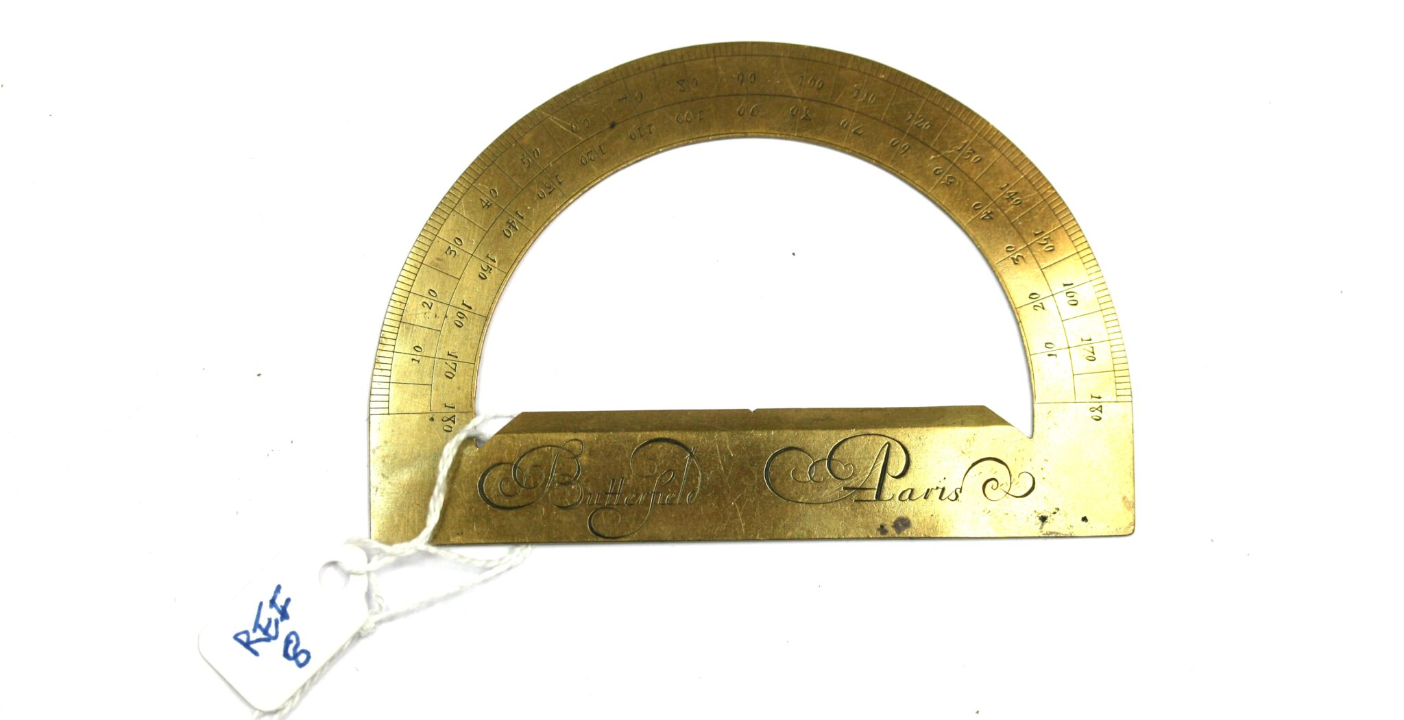 BRASS BUTTERFIELD  PROTRACTOR C1680,  EXCELLENT  COND.