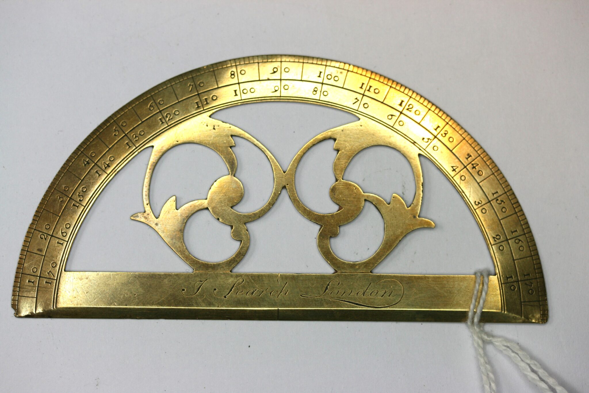 J.SEARCH BRASS PROTRACTOR, 18th CENTURY , GOOD COND. DIAMETER 4 IN. ( 110mm )