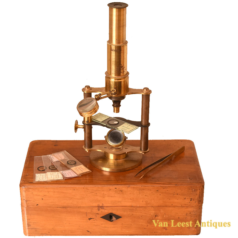 French Double-pillar compound microscope