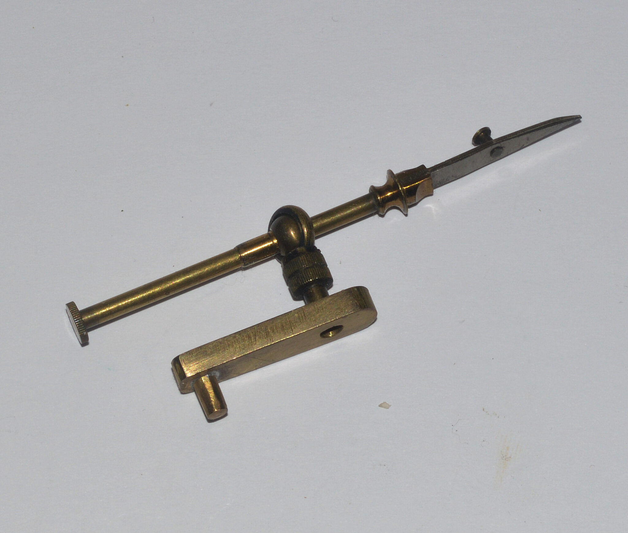 SOLD – Stage forceps for old brass microscope.
