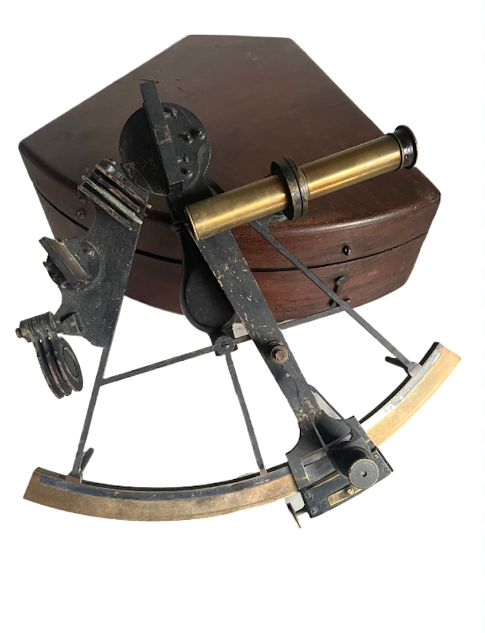 JECKER Sextant later 18TH Century in fitted shaped mahogany case