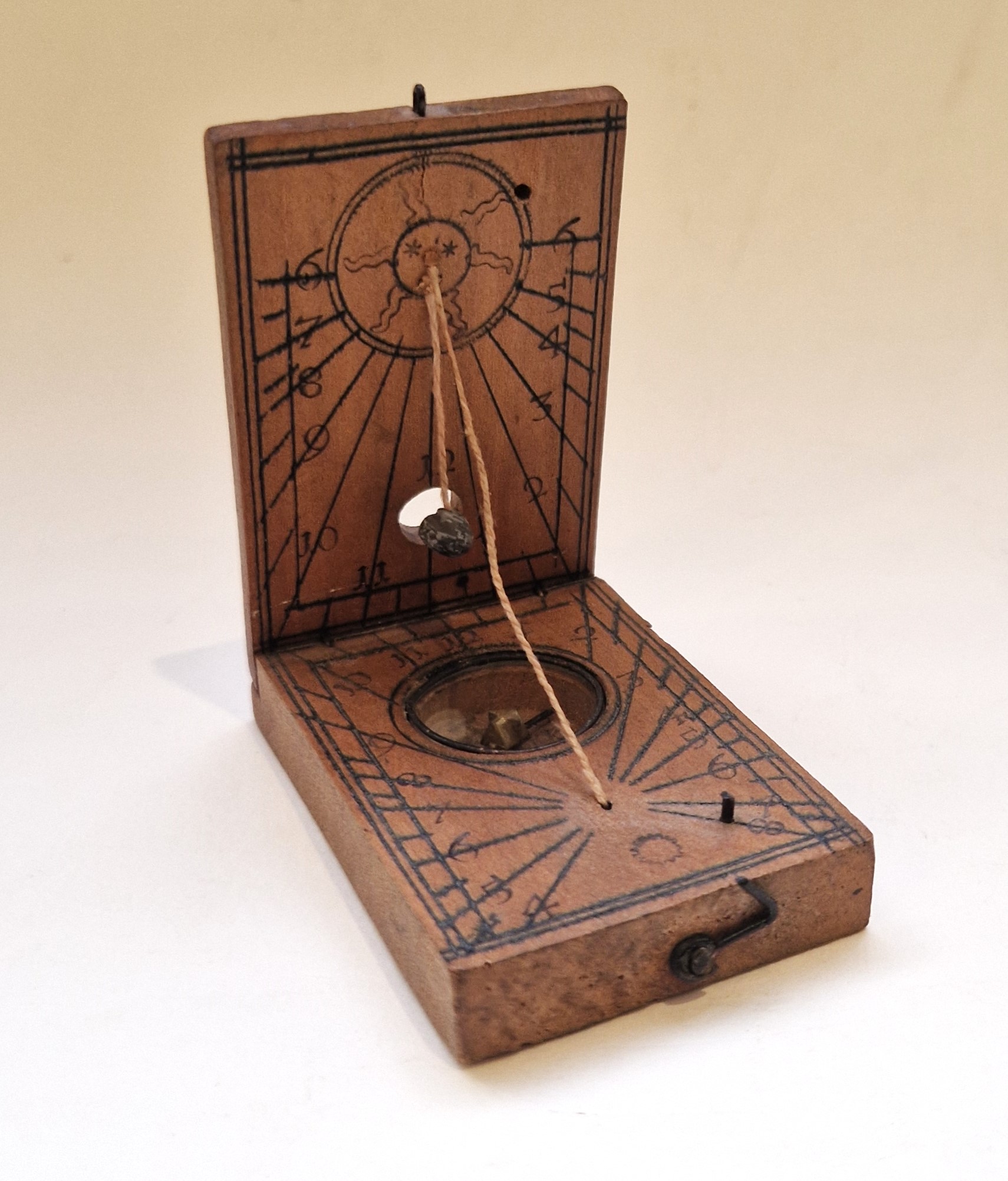 German Diptych wooden sundial, ca 1760, signed and with French provenance