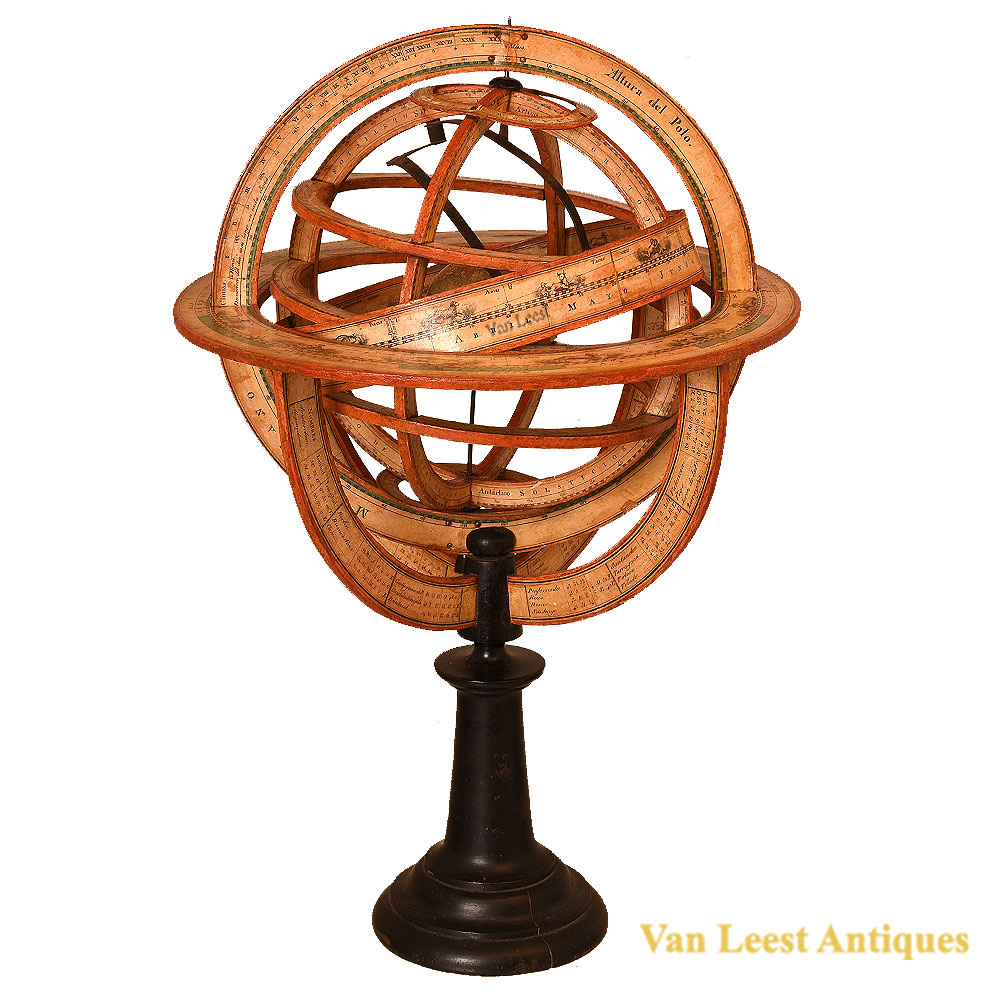 Geocentric armillary sphere F. Paluzie, signed 1822