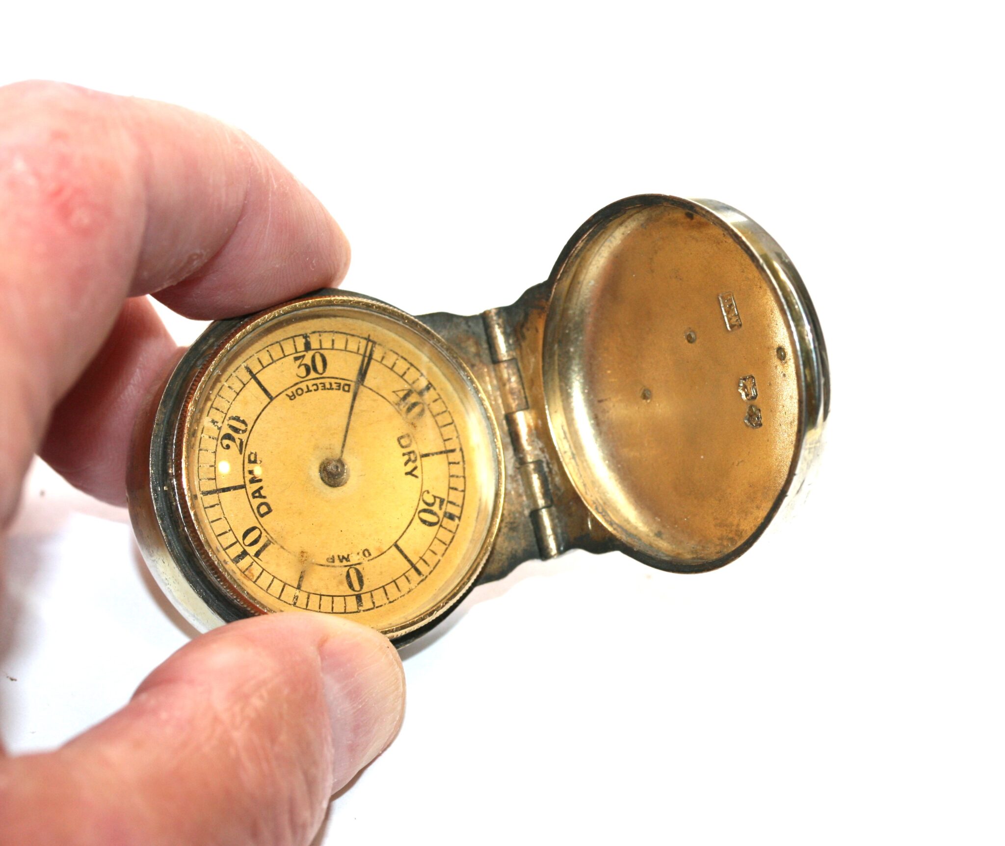 SILVER HALLMARKED POCKET MINIATURE  HYGROMETER DAMP DETECTOR, DATED 1892 by THOMAS WHITEHOUSE