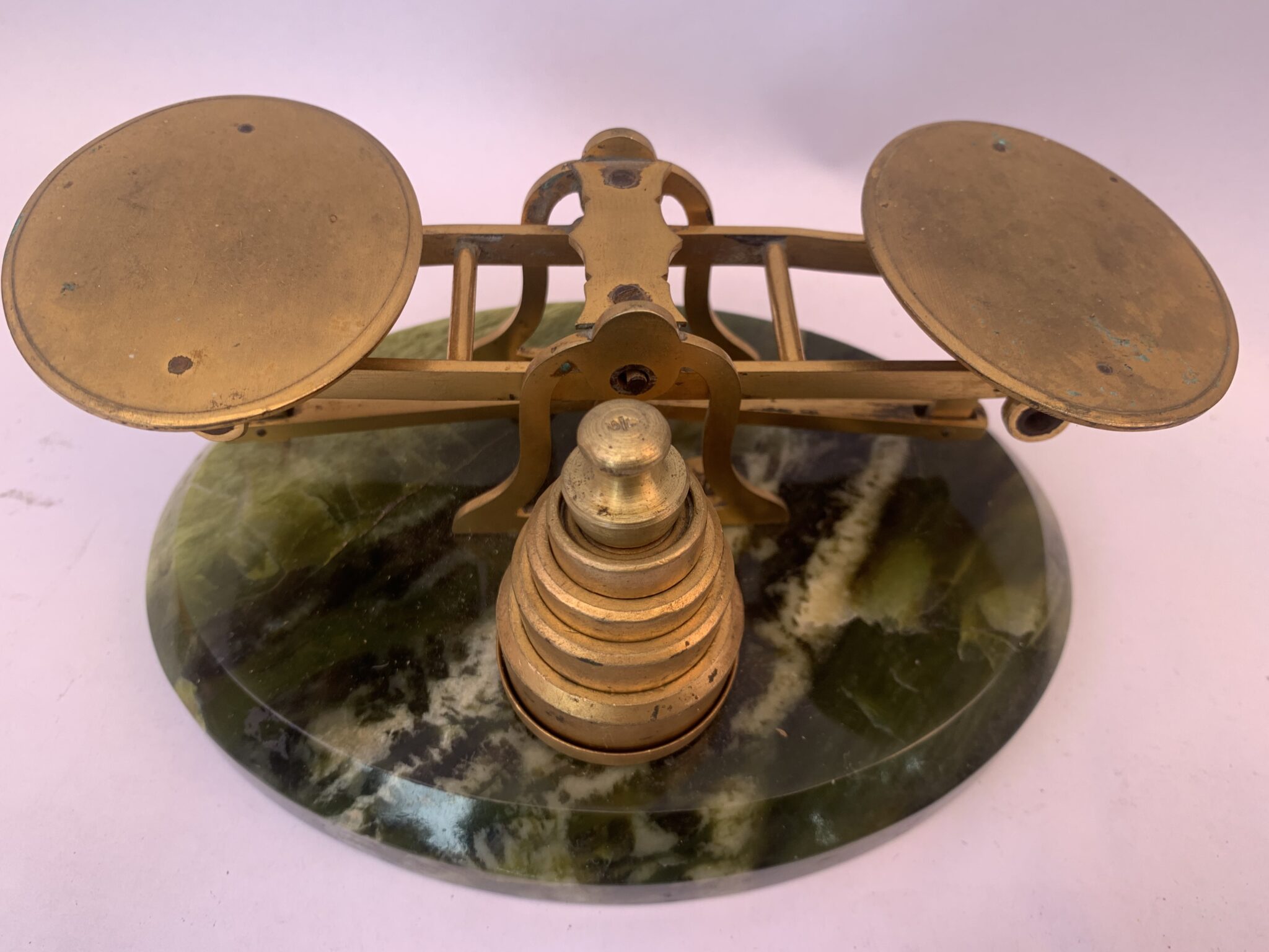 Letter Scale with Weights on Green Onyz Base