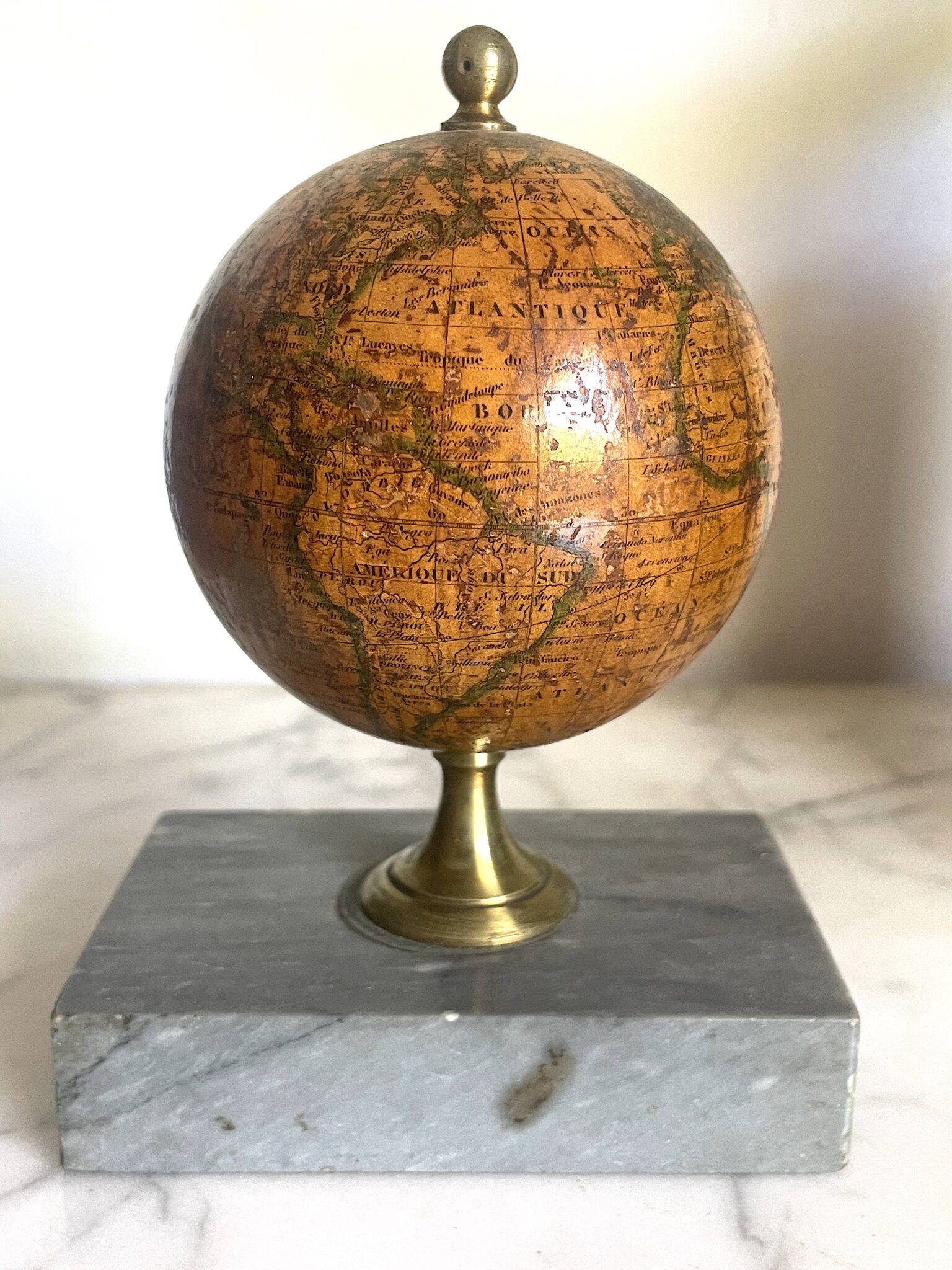 Miniature Terrestrial Globe By Delamarche 1851 Paris