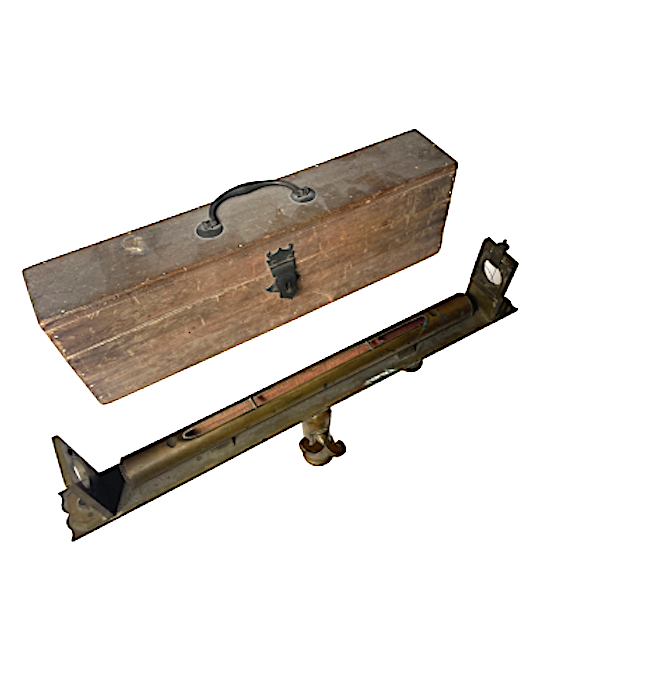 Eighteenth Century Surveying Sighting Level with two sight vanes in original case